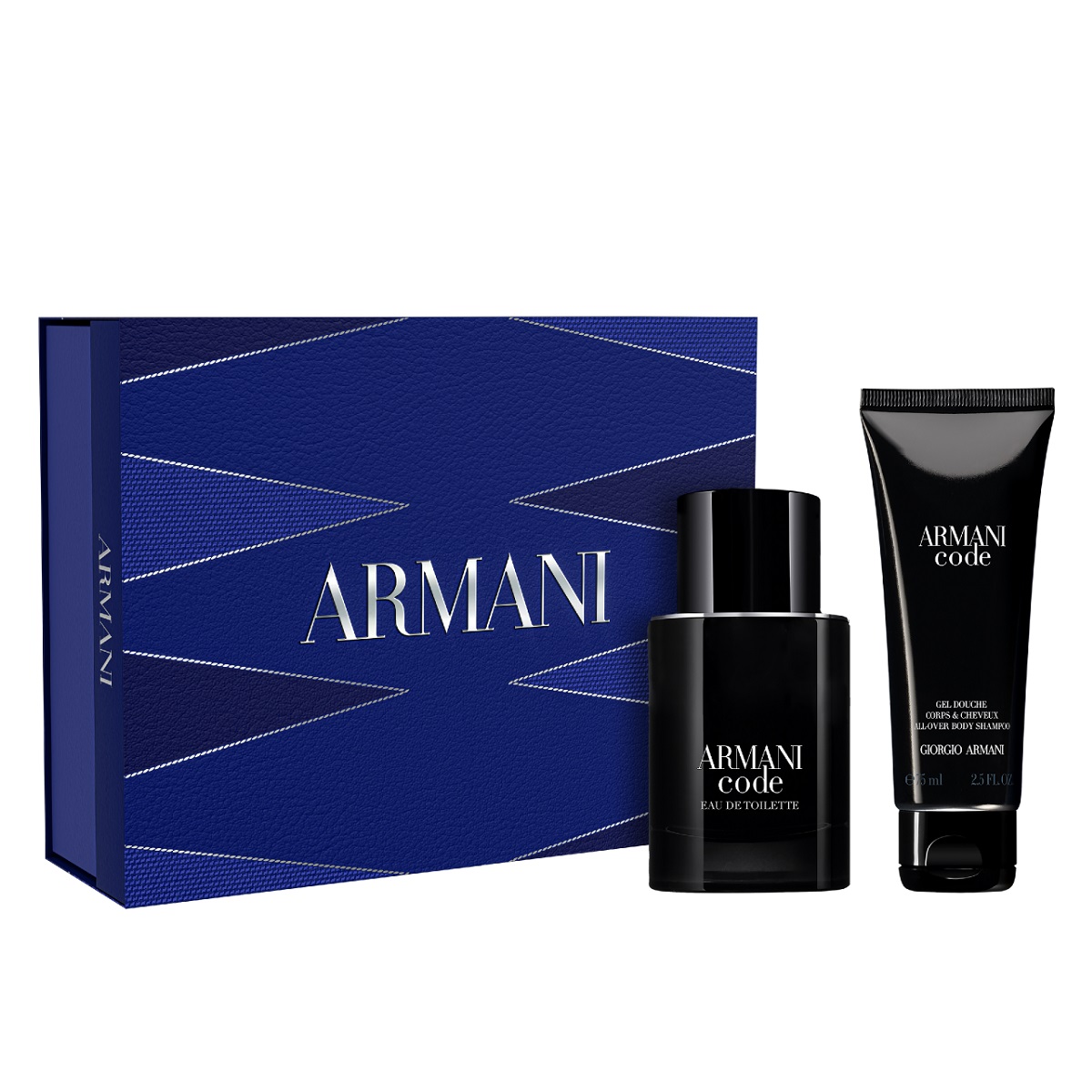 Armani Code Eau De Toilette Set (Armani Code Eau De Toilette – Refillable 50ml, Armani Code All Over Body Shampoo 75ml)